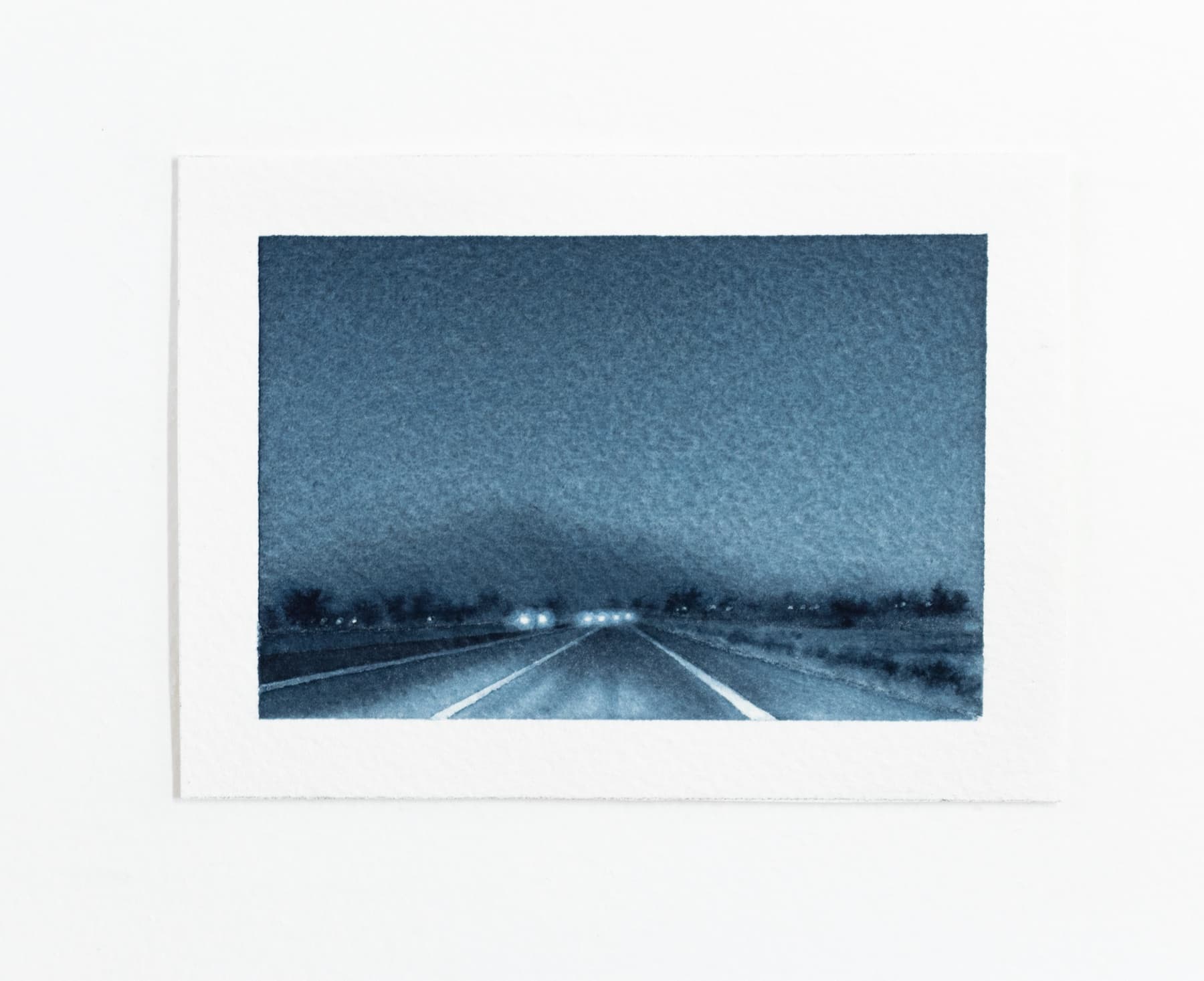 Carretera, noche, acuarela